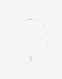 Michael Hill - Aquamarine and Cultured Freshwater Pearl Drop Necklace in 10kt Yellow Gold