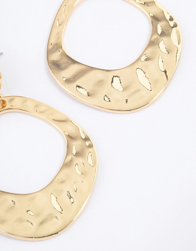 Lovisa - Gold Plated Molten Open Circle Drop Earrings