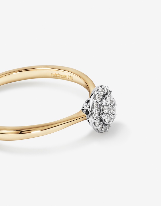 Michael Hill - 0.10 Carat TW Round Cluster Diamond Promise Ring in 10kt Yellow and White Gold