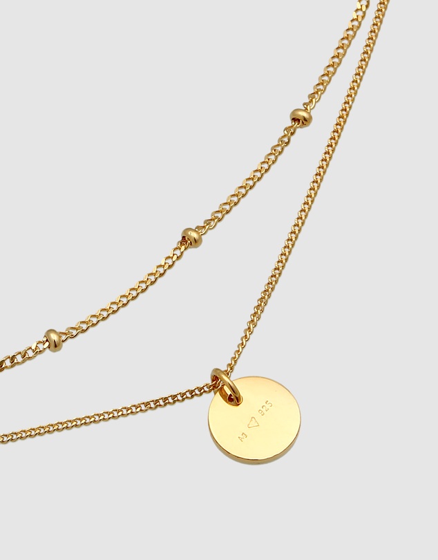 Elli Jewelry - Necklace Choker Layer Platelet in 925 sterling silver gold plated