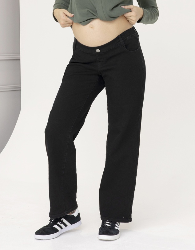 Angel Maternity - Over the Bump Relaxed Maternity Black Denim Jeans