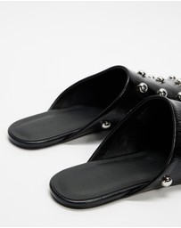 AERE - Lola Leather Stud Flats