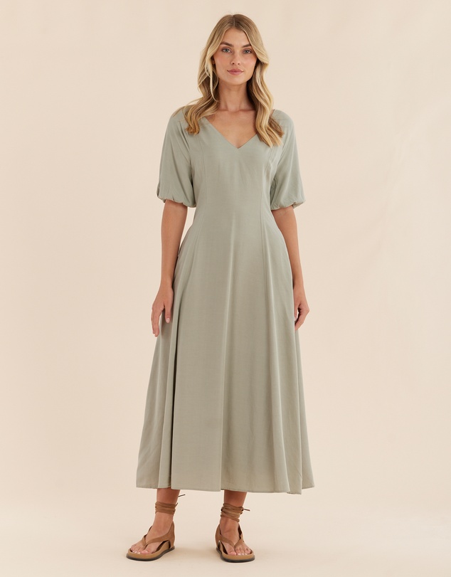 Amelius - Auguste Puff Sleeve Midi Dress