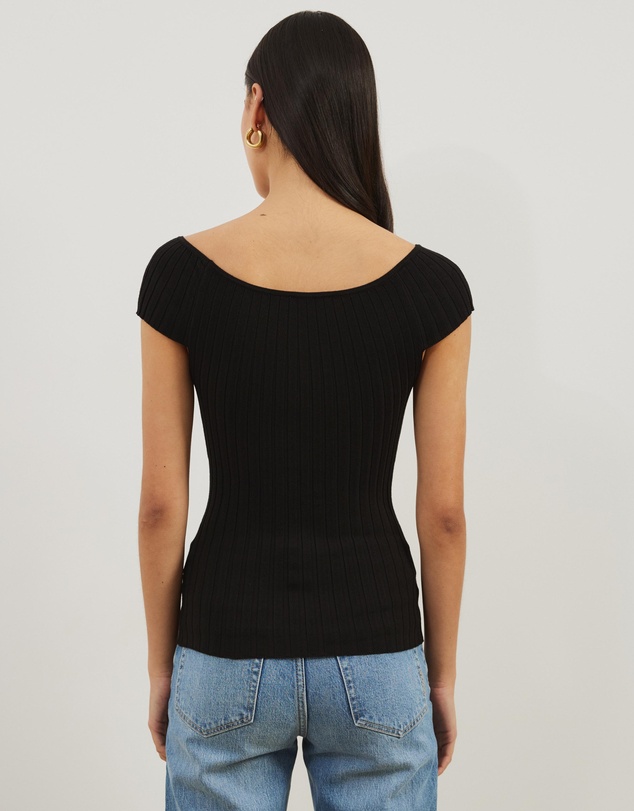 Atmos&Here - Kayla Off Shoulder Rib Knit Top