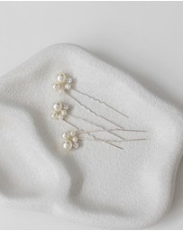 The White Collection - Penny - Pearl Detail Silver Bridal Hair Pins