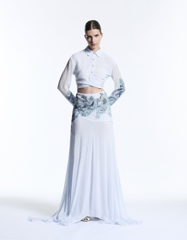 Muma World - Blue Vine Embroidered Top