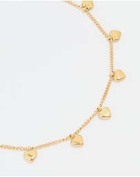 Lovisa - Waterproof Gold Plated Stainless Steel Heart Charms Anklet