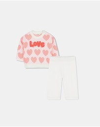 Billieblush - Heart-Patterned Sweater and Trousers Knitted Set - Babies