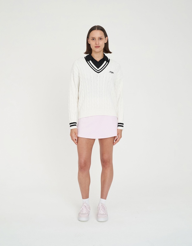Huffer - Women's V-Neck Cable Knit Sweater