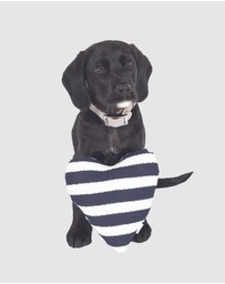 Mog & Bone - Heart Shaped Soft Toy - Navy Hamptons Stripe Print
