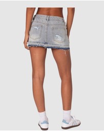 EDIKTED - Priyanka Distressed Denim Mini Skirt
