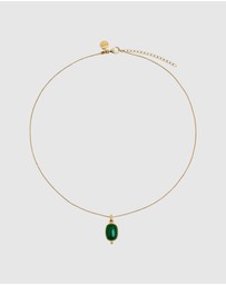 Najo - Fleur Yellow Gold Green Onyx Necklace (45cm+ext)