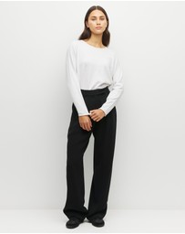 JH Lounge - JHL Crew L/S T (Fine Cotton Cashmere) White