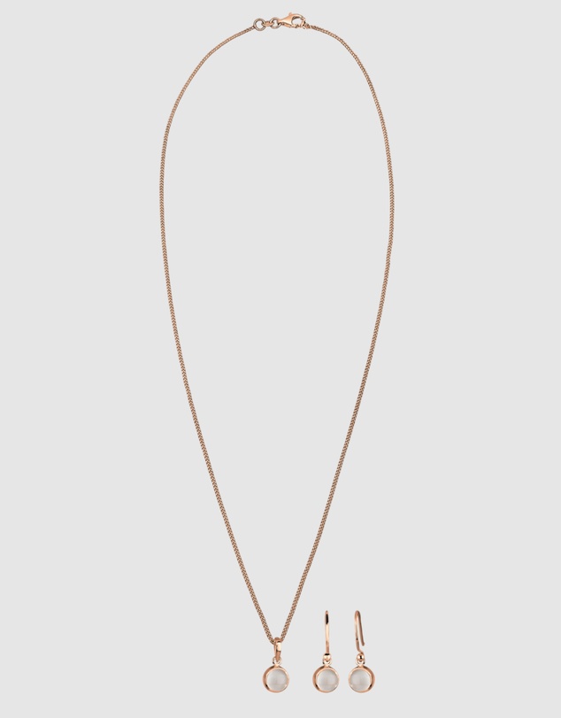 Elli Jewelry - Jewelry Set Moonstone 925 Sterling Silver Rosegold