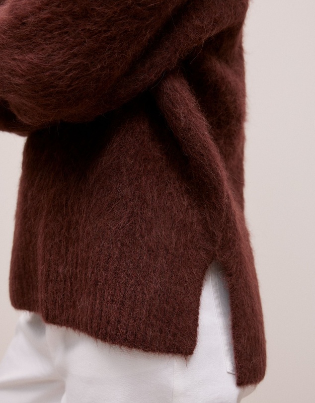 Trenery - Brushed Alpaca Relaxed V Knit in Espresso