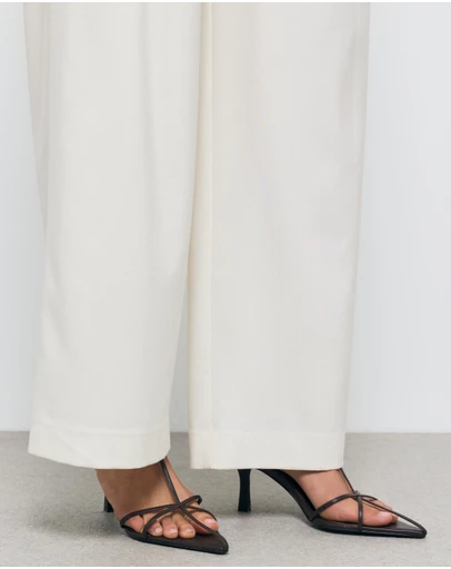 AERE - Leather Point Toe Strappy Heels