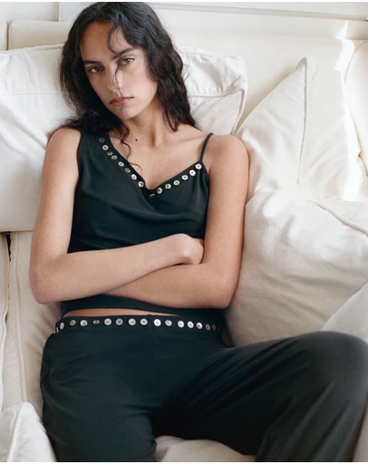 M.N.G - Asymmetric Top with Embroidered Buttons