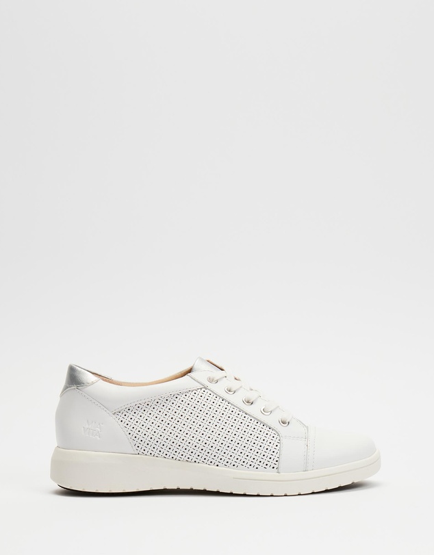 Mia Vita - Belinda Lace-Up Casual Sneaker - White Laser
