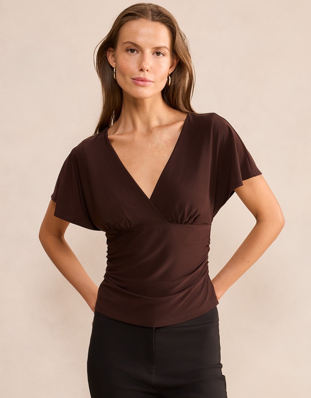 Forever New - Bobbie Wrap Flutter Sleeves Top
