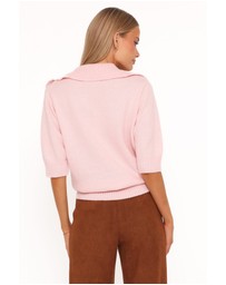 Petal & Pup - Bels Short Sleeve Collar Knit Sweater - Pink