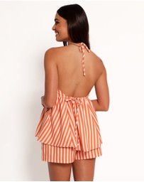 Petal & Pup - Valencia Halterneck Top - Orange Beige Stripe
