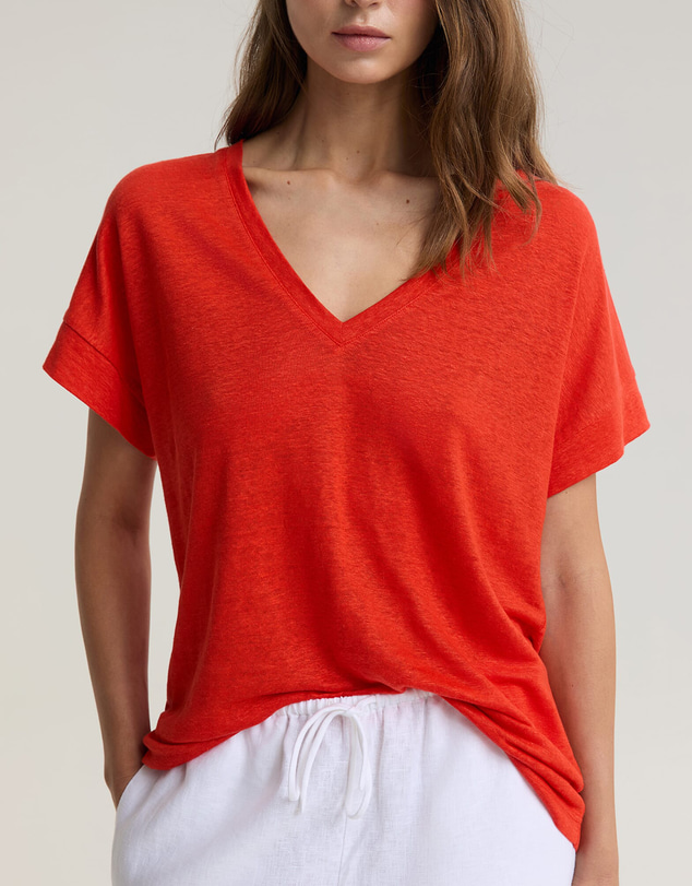 Sportscraft - Tonia V Neck Linen Tee