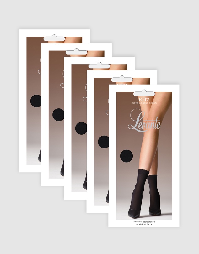 Levante - 5 Pair Pack Ritz Opaque Anklet