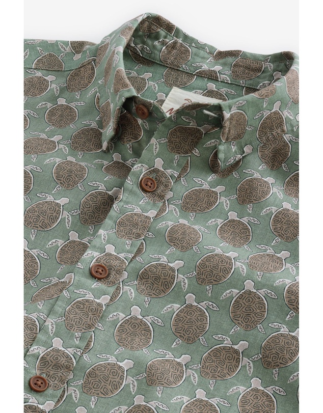 NEXT - Linen Blend Printed Short Sleeve Shirt