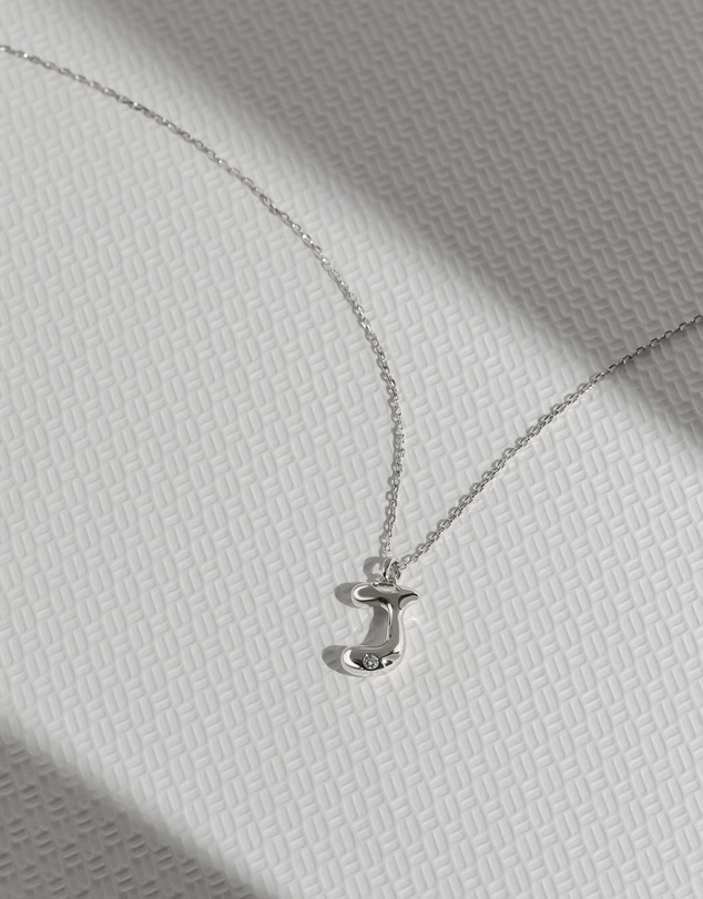 Wanderlust + Co - Alphabet Bubble Silver Necklace - Letter J