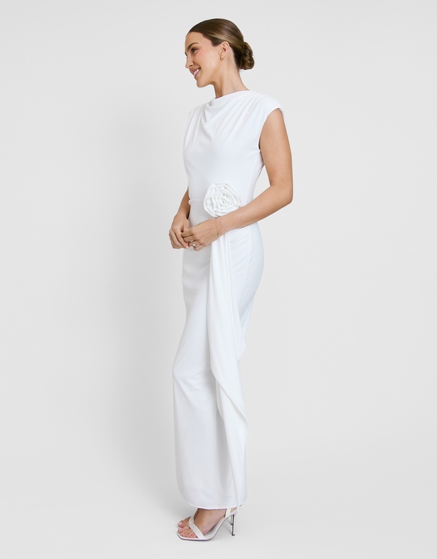 Six Stories - Cap Sleeve Corsage Stretch Dress