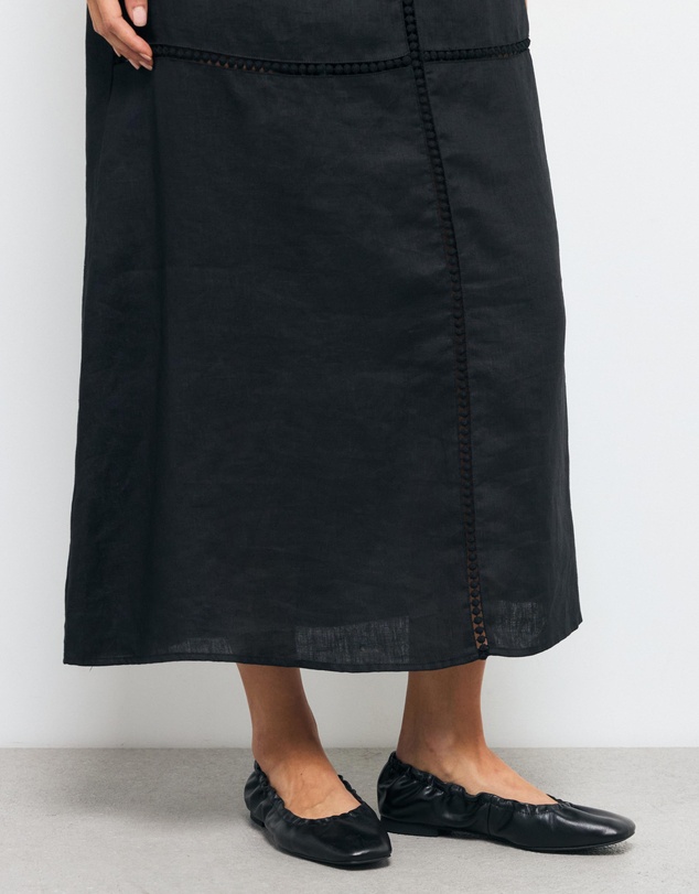 AERE - Lola Ruched Leather Ballet Flats