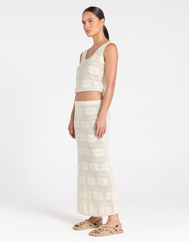 Poolside Paradiso - Fleur Knit Amore Skirt - Vanilla