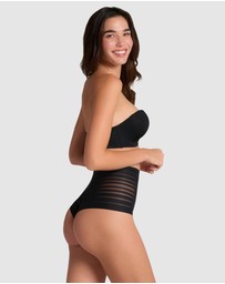 Leonisa - Sheer Stripe Tummy Compression High Waist Thong