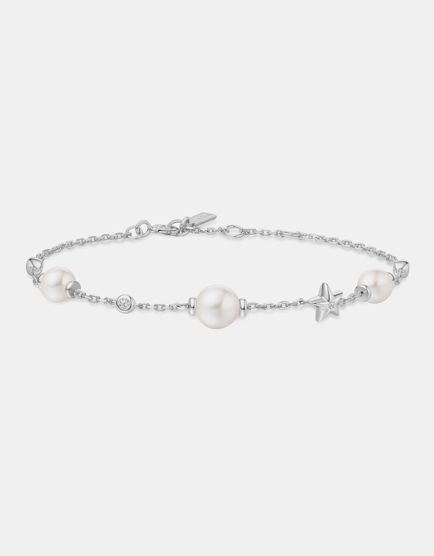 Ania Haie - Ania Haie Silver Pearl and Star Station Bracelet