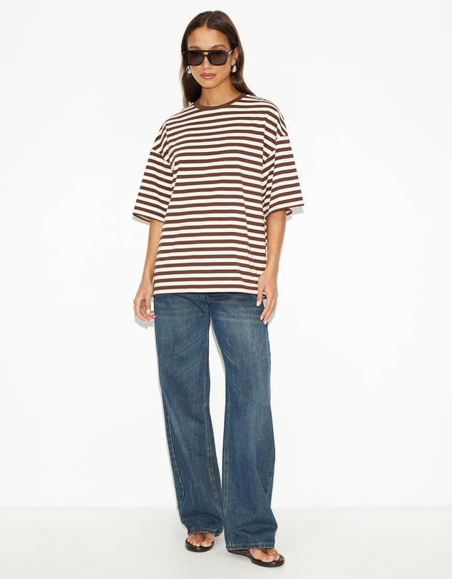 Dazie - Nostalgia Stripe Oversized Boyfriend Tee