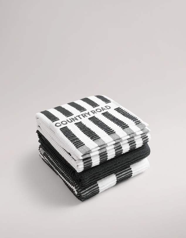 Country Road - Cr Stripe Australian Cotton Tea Towel Pack Of 3