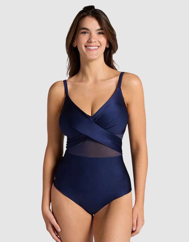 Leonisa - Draped Crossover Padded One-Piece Shaping Swimsuit