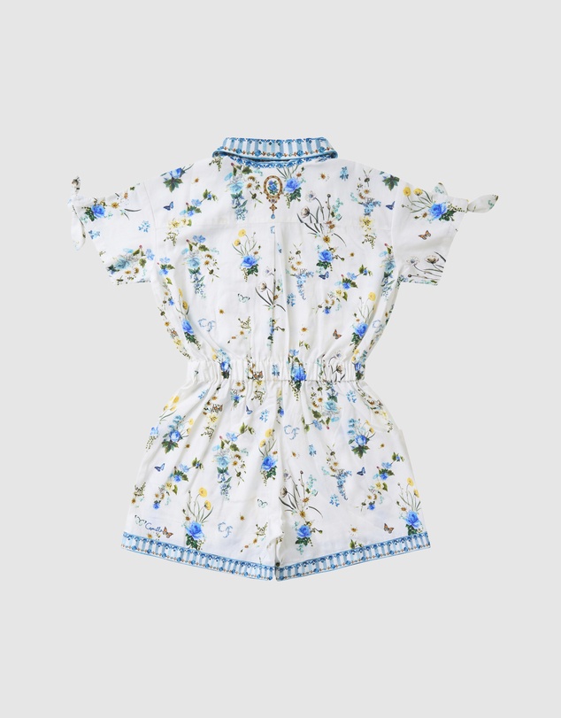 Camilla - Shirt Playsuit With Short Tie Sleeve - Kids-Teens