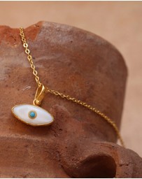 Ottoman Hands - Aretha Mother of Pearl Eye Pendant Necklace