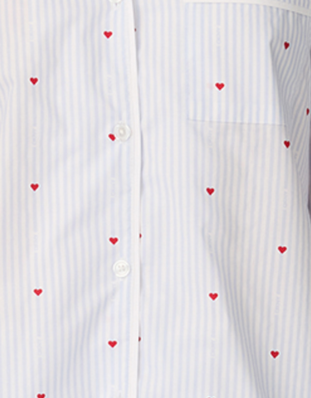 DKNY - Cotton Poplin Button-Up Long Sleeve Long Pyjama Set