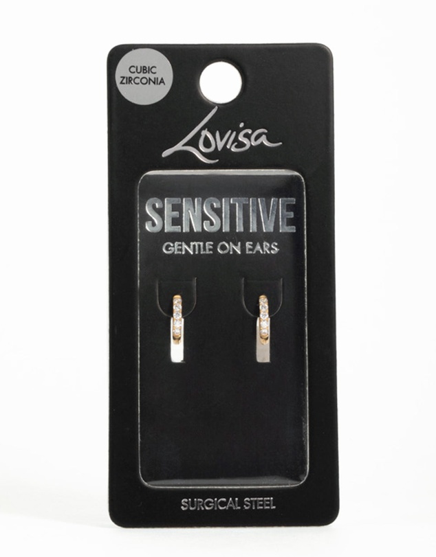 Lovisa - Gold Plated Surgical Steel Cubic Zirconia Hoop Earrings