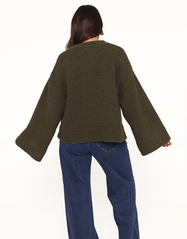 Petal & Pup - Fern Wide Sleeve Cardigan - Olive