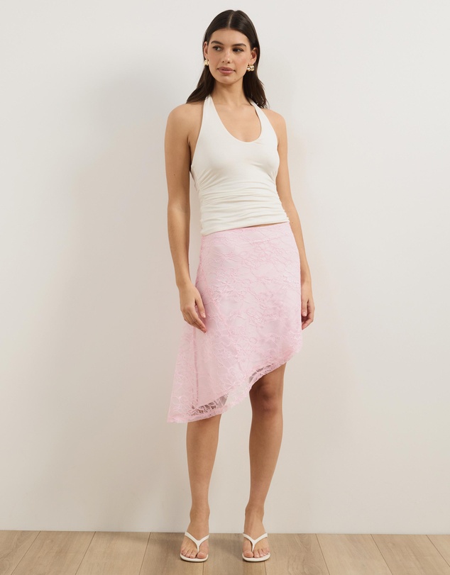 Atmos&Here - Fia Lace Draped Asymmetric Skirt