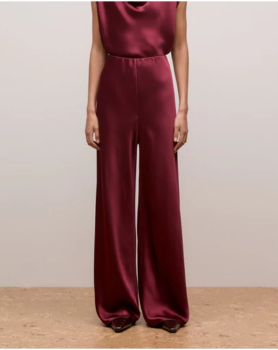 Trenery - Satin Bias Cut Pant in Auburn