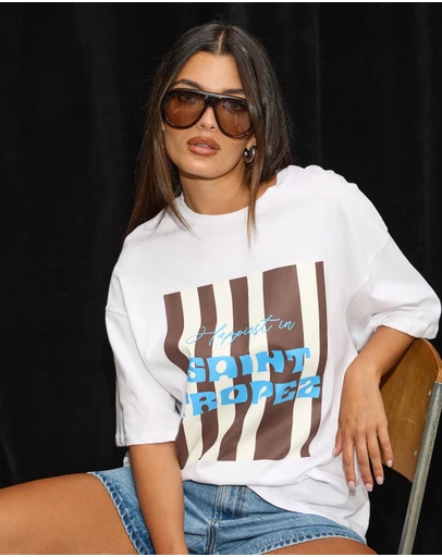 Dazie - St Tropez Oversized Graphic Tee