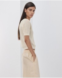 M.N.G - Short-Sleeved Openwork Knitted Sweater