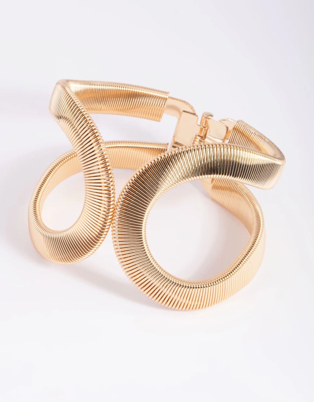 Lovisa - Gold Textured Oval Cuff Bangle
