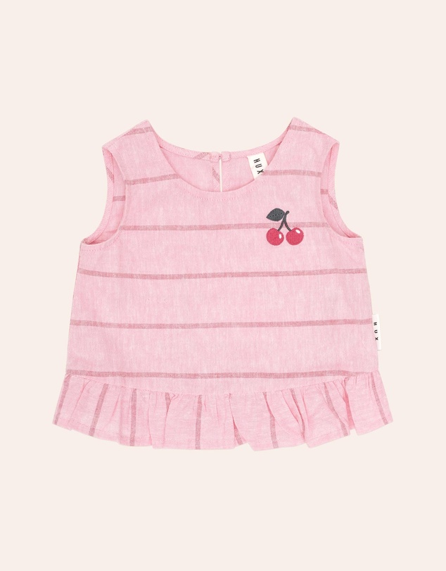 Huxbaby - Raspberry Stripe Peplum Top - ICONIC EXCLUSIVE - Babies-Kids