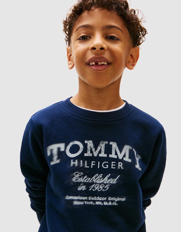 Tommy Hilfiger - Faded Logo Print Crew Neck Sweatshirt - Teens