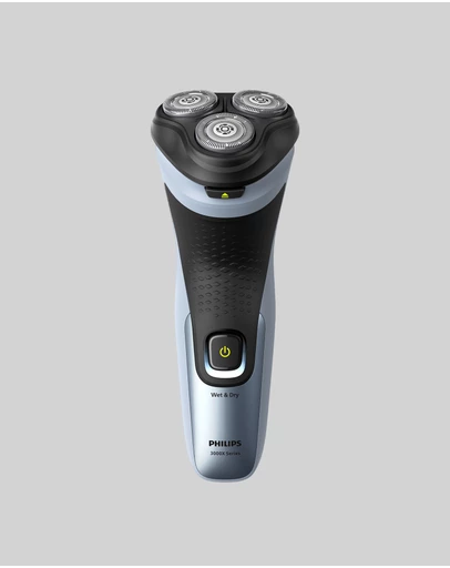 Philips - Philips Shaver Series 3000, 3D Flex heads, Wet & Dry, Pop-Up Trimmer, 1hr charging, Anti-corrosion Celestial Blue